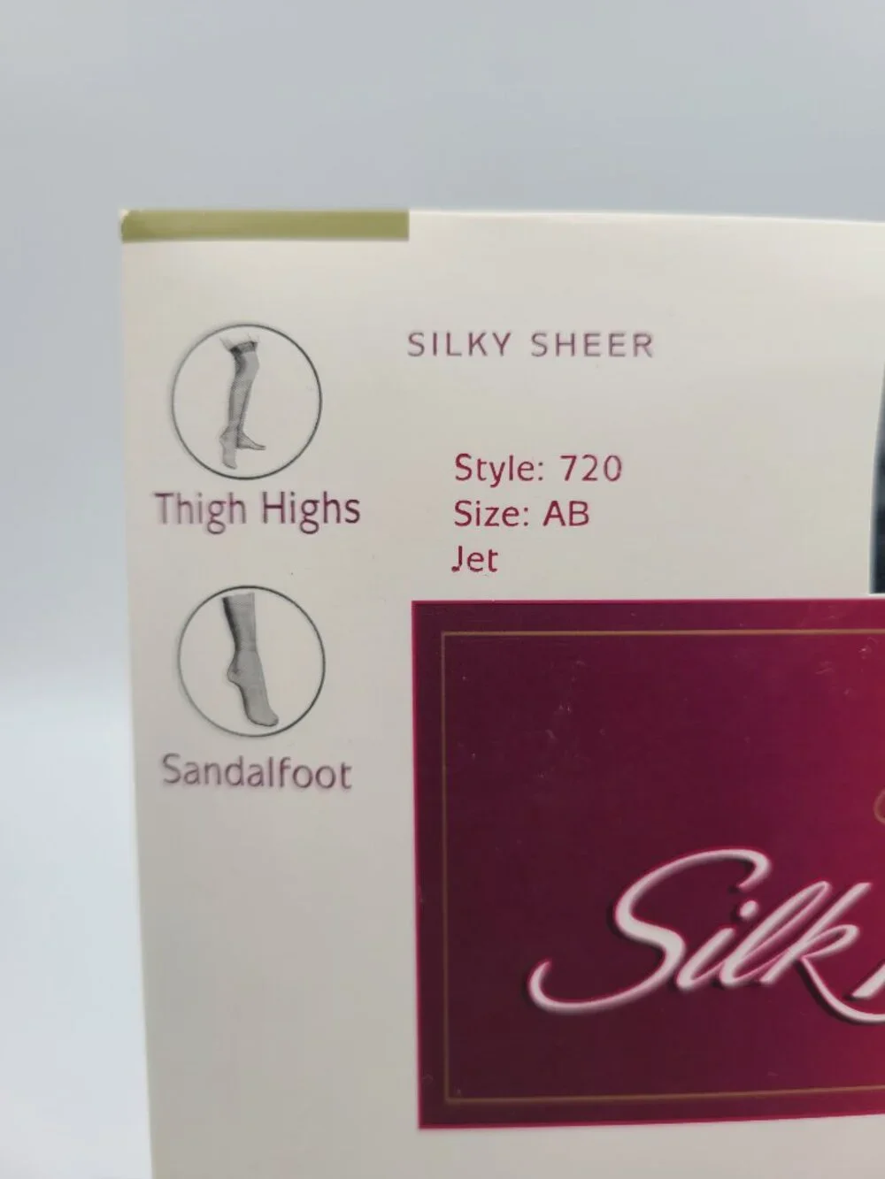 Vintage Hanes Silk Reflections Thigh Highs Jet Black Size AB Style 720 NIP
